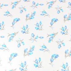 3 Metres Summer-Time Softness Floral 100% Cambric Cotton Lawn - Tulip- 44" Wide Blue
