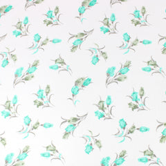 3 Metres Summer-Time Softness Floral 100% Cambric Cotton Lawn - Tulip- 44" Wide Teal