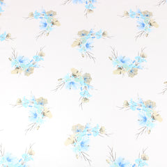3 Metres Summer-Time Softness Floral 100% Cambric Cotton Lawn - Bloom- 44" Wide Blue