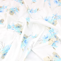 3 Metres Summer-Time Softness Floral 100% Cambric Cotton Lawn - Bloom- 44" Wide Blue