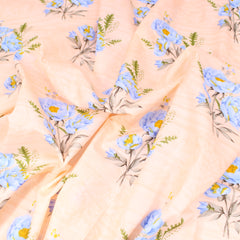 3 Metres Soft Floral 100% Cambric Cotton Lawn - Dahlia - 44" Wide Peach
