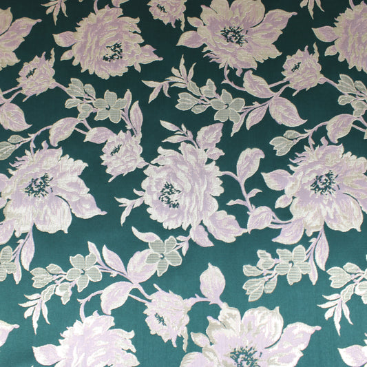 3 Metre Luxury Metallic Floral Brocade - 55” Wide Green