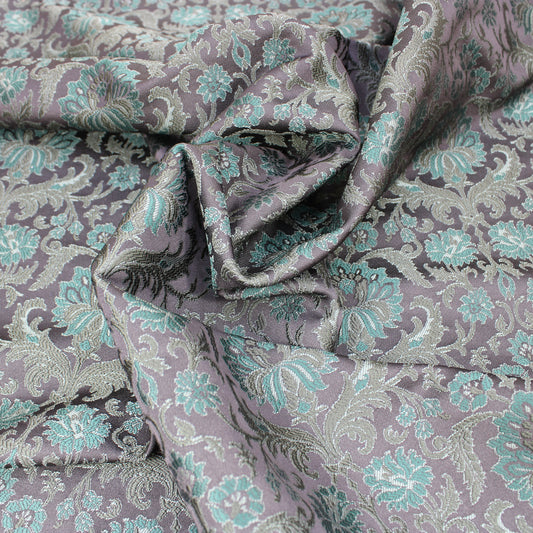 3 Metre Luxury Metallic Floral Brocade - 55” Wide Bottle Green
