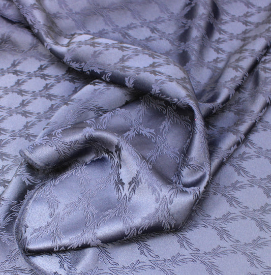 3 Metre Luxury Metallic Floral Brocade - 55” Wide Navy