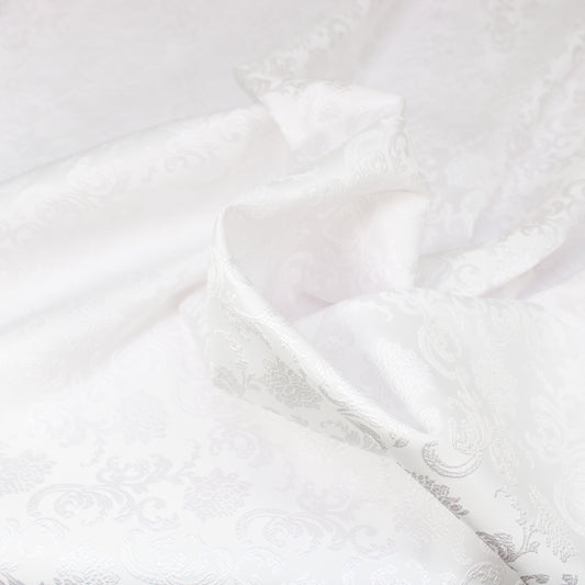 3 Metre Luxury Metallic Floral Brocade - 55” Wide White