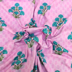 3 Metres Soft Floral 100% Summer Cotton Lawn - Flower Bouquet - 44" Wide Pink