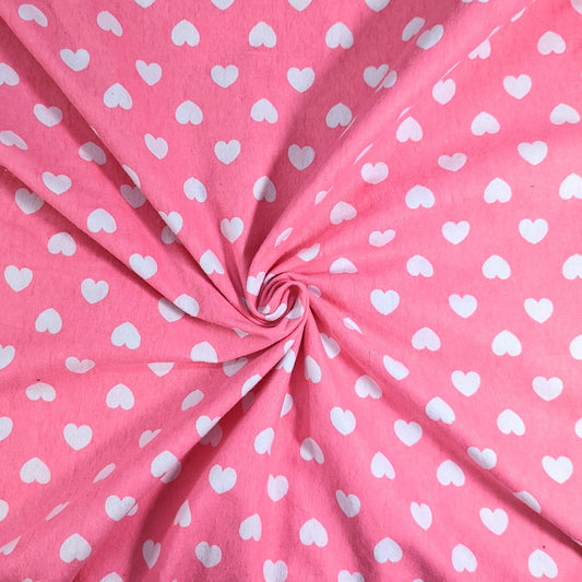 3 Metres Brushed Cotton Blend Fabric- Hearts