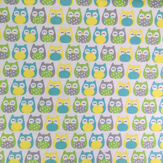 3 Metres Brushed Cotton Blend Fabric- Owls
