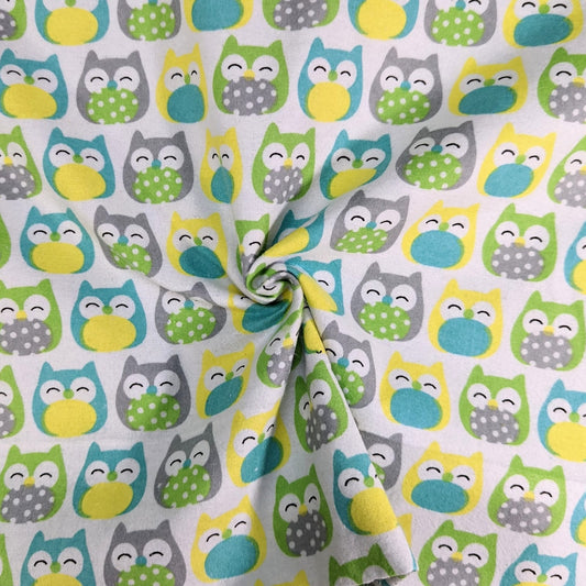 3 Metres Brushed Cotton Blend Fabric- Owls