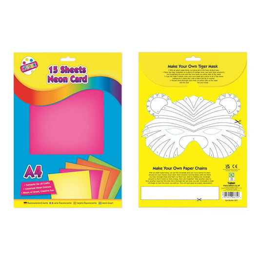 A4 Neon Card Sheets (15 Assorted Colours) - Pound A Metre