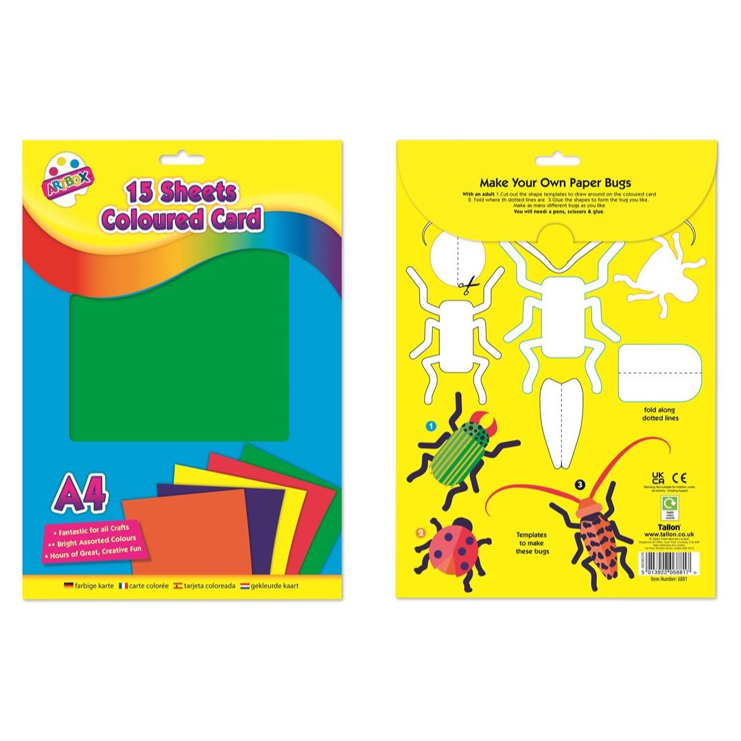 A4 Plain Card Sheets (15 Assorted Colours) - Pound A Metre