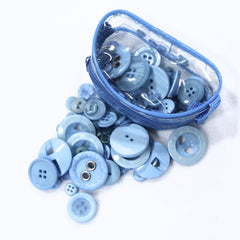 Assorted Button Pouch 75g- Blue - Pound A Metre