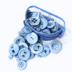 Assorted Button Pouch 75g- Blue - Pound A Metre