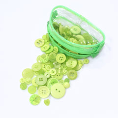 Assorted Button Pouch 75g- Green - Pound A Metre