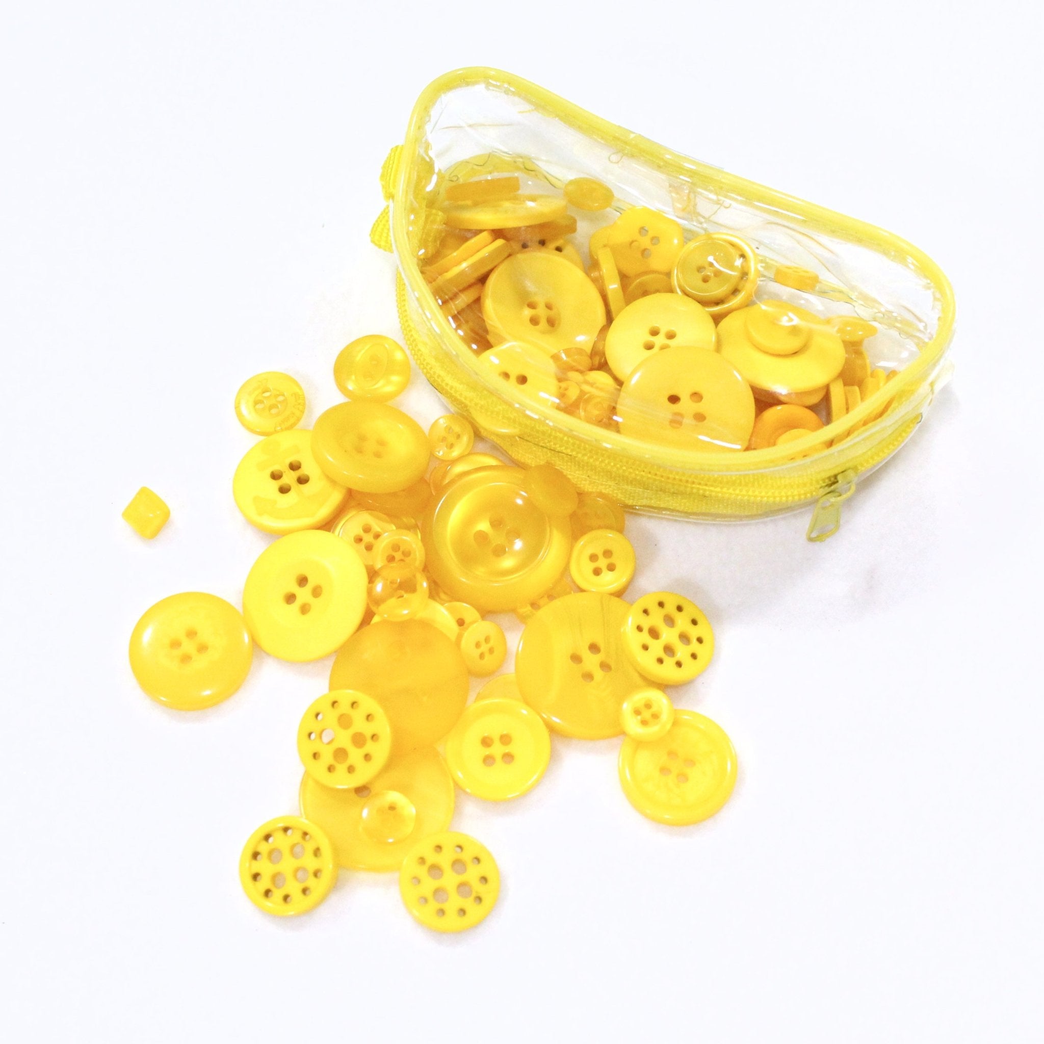 Assorted Button Pouch 75g- Yellow - Pound A Metre