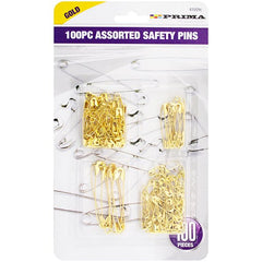 Assorted Gold Safety Pins- Pack of 100 - Pound A Metre