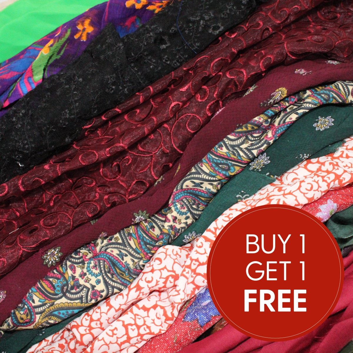 BUY 1 GET 1 FREE 1kg Mixed Remnants Fabric Bag- Huge Variety - Pound A Metre