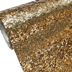 Cotton Backed Chunky Glitter Fabric- Gold - Pound A Metre