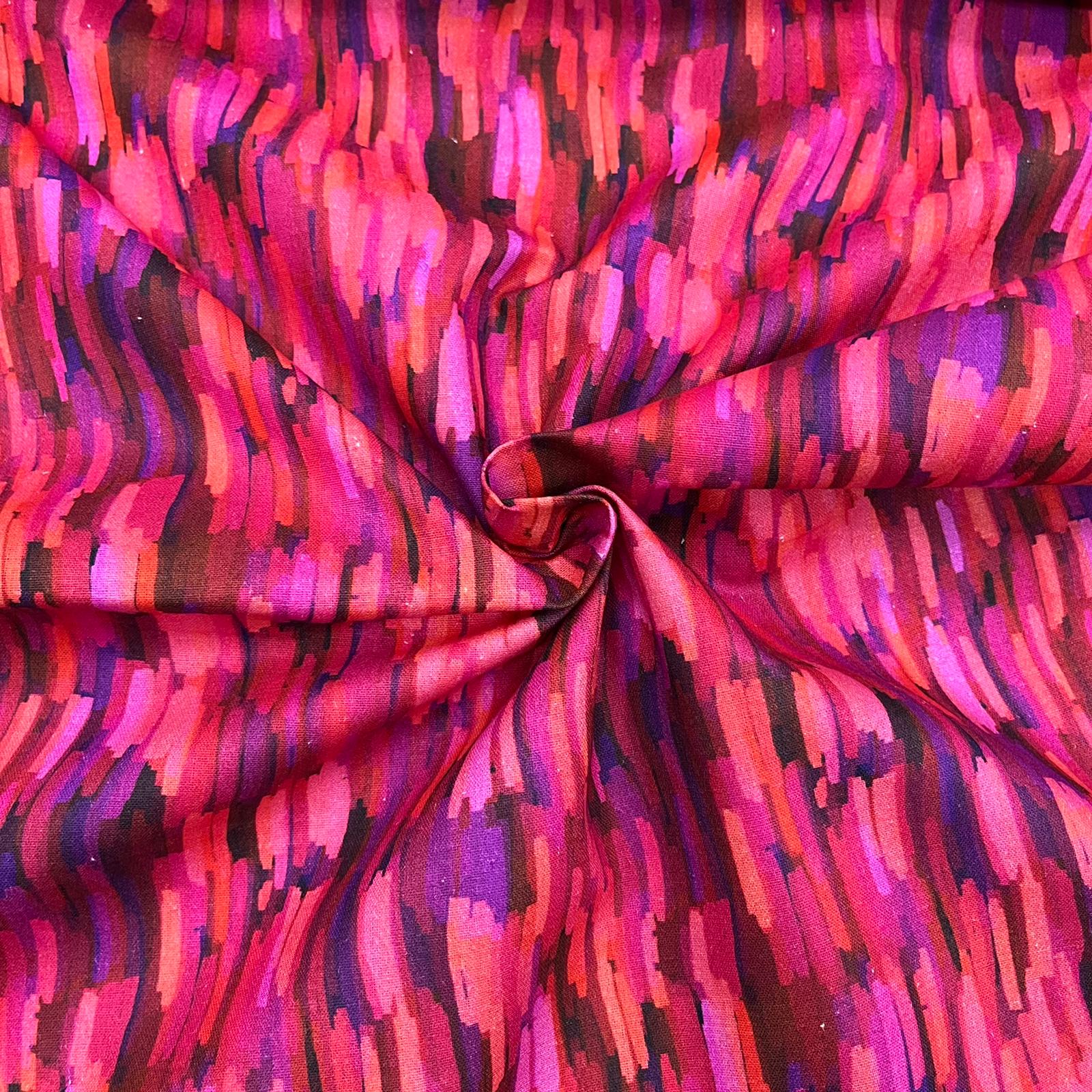 Digital Print 100% Cotton, Artist Collection, 'Strokes-Valentine', 44" Wide - Pound A Metre