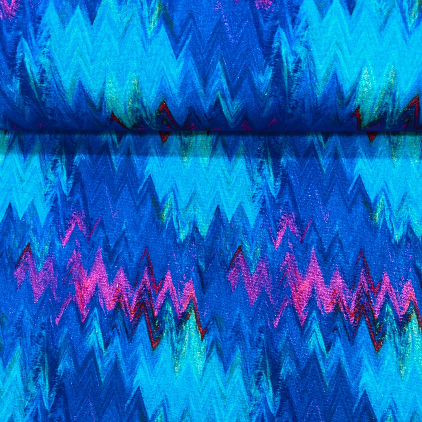 Digital Print 100% Cotton, Artist Collection, 'Wave-Electric', 44" Wide - Pound A Metre