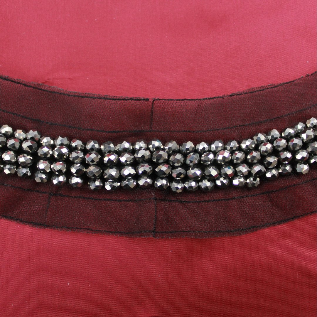 Embellished Sequin Fabric Necklace, Dresses Embellishment - Black - Pound A Metre
