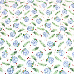 Festive Quilting Cotton 44" Wide Floral Bauble - Ivory - Pound A Metre