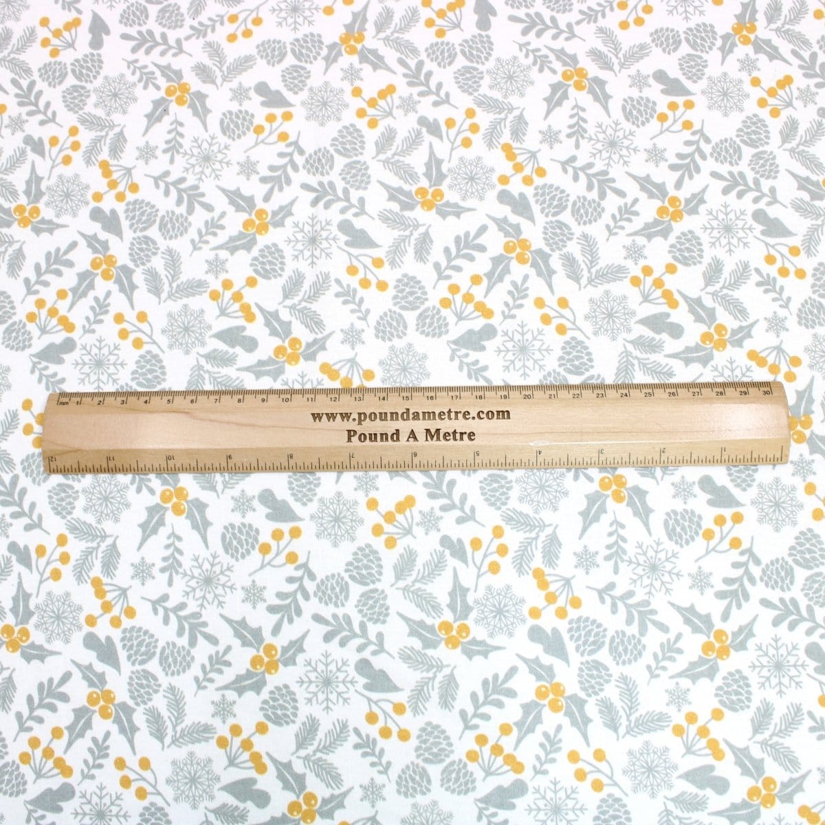 Pound A Metre Full Metre Festive Quilting Cotton 44" Wide Mistletoe - Off White