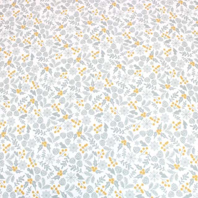 Pound A Metre Full Metre Festive Quilting Cotton 44" Wide Mistletoe - Off White