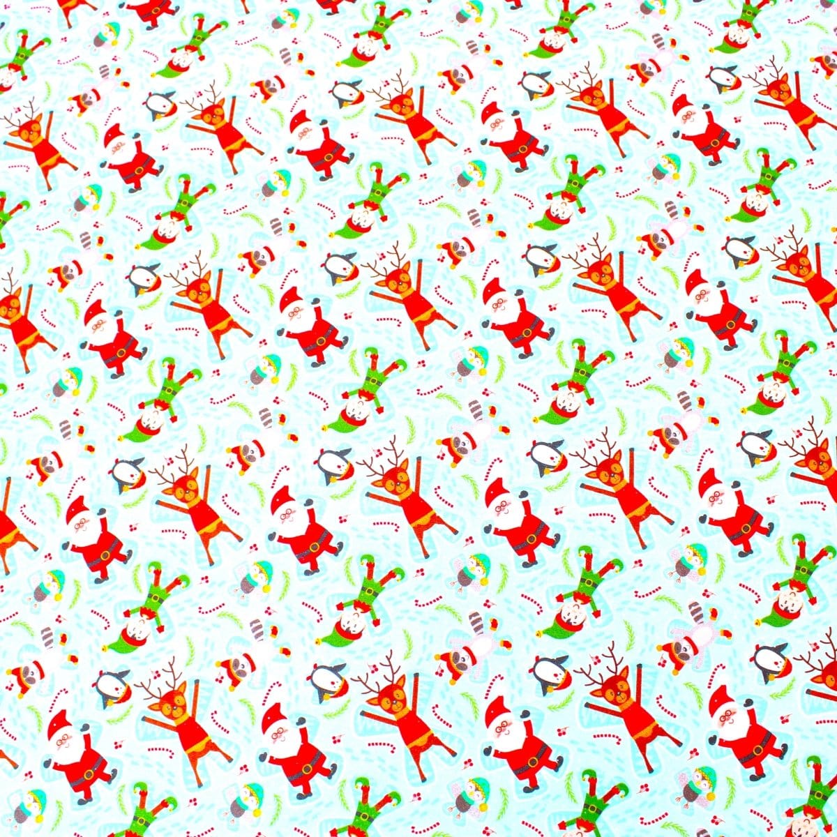 Pound A Metre Full Metre Festive Quilting Cotton 44" Wide Snow Angels- Light Blue