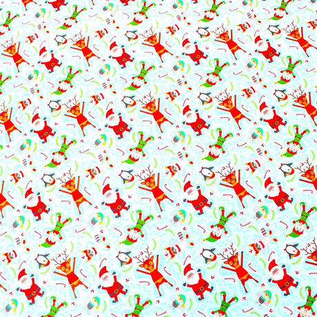 Pound A Metre Full Metre Festive Quilting Cotton 44" Wide Snow Angels- Light Blue