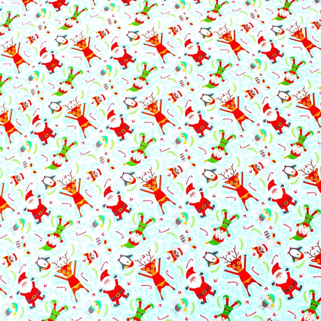 Pound A Metre Full Metre Festive Quilting Cotton 44" Wide Snow Angels- Light Blue