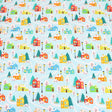 Pound A Metre Full Metre Festive Quilting Cotton 44" Wide Snow House - Light Blue