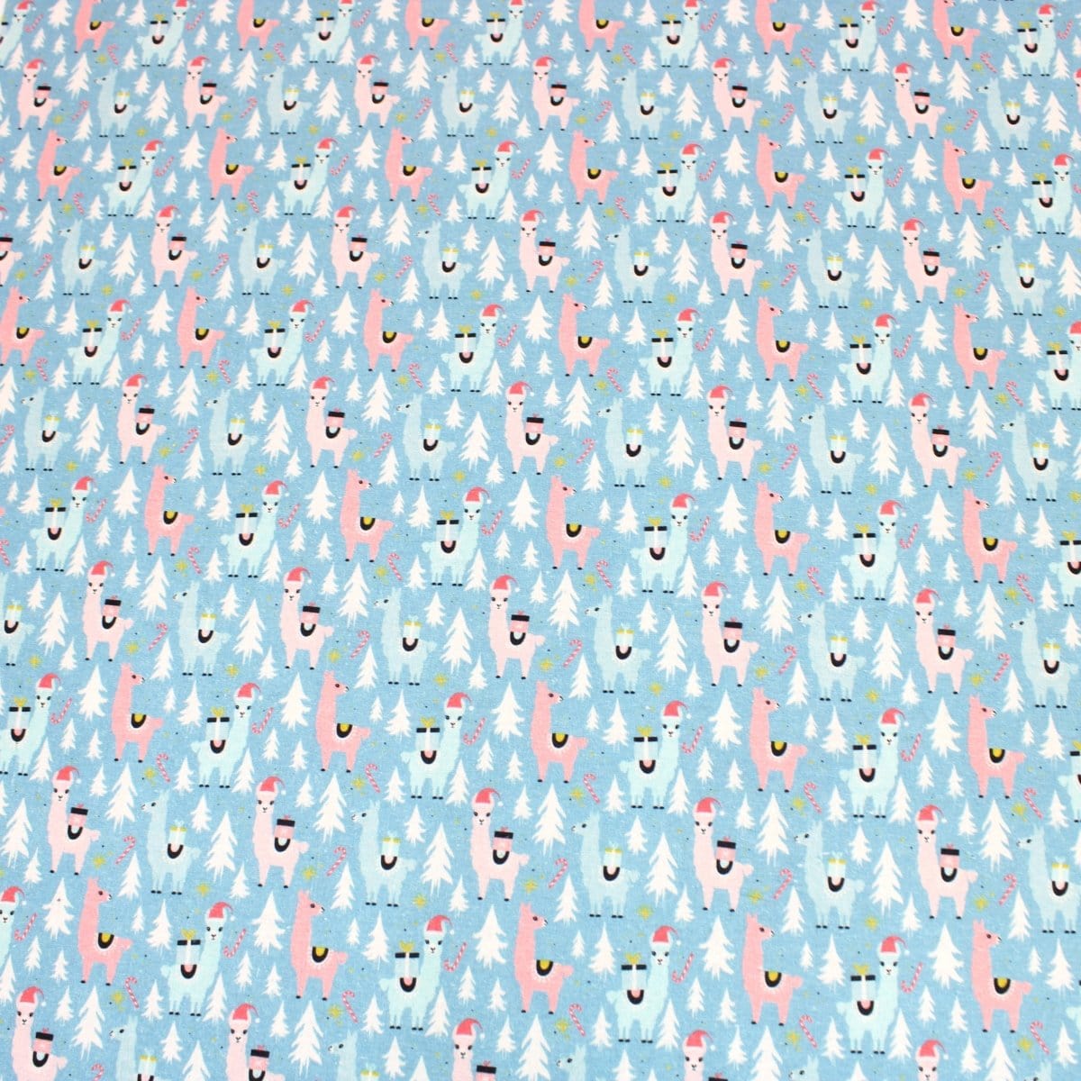 Pound A Metre Full Metre Festive Quilting Cotton 44" Wide Snow Llamas - Cadet Blue