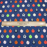 Pound A Metre Full Metre Festive Quilting Cotton 44" Wide Sporty Bauble - Navy