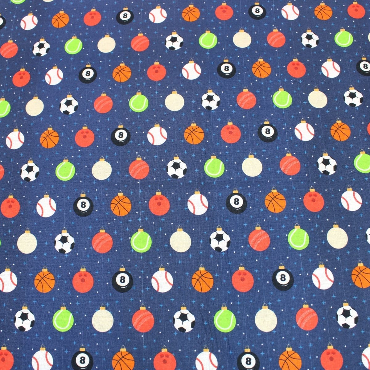 Pound A Metre Full Metre Festive Quilting Cotton 44" Wide Sporty Bauble - Navy