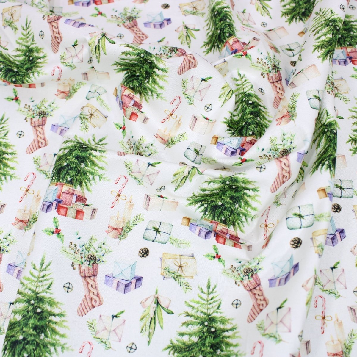 Festive Quilting Cotton 44" Wide Under The Tree - Pound A Metre