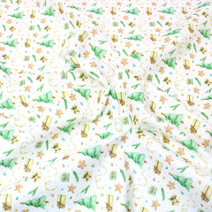 Festive Quilting Cotton 44" Wide Under The Tree- Ivory Gold - Pound A Metre