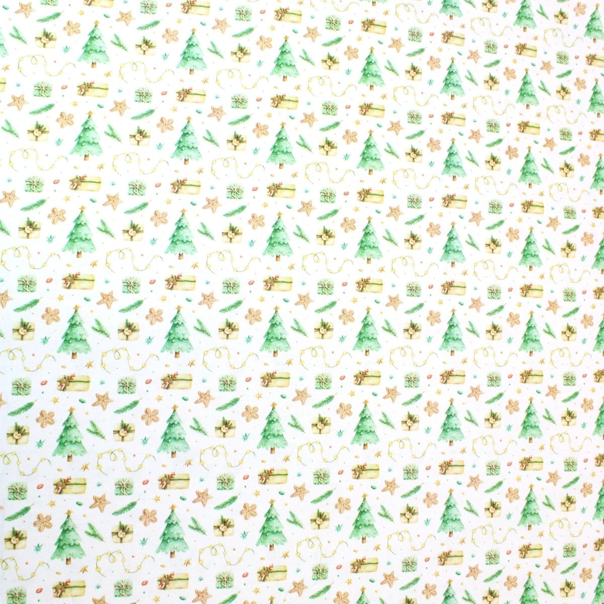 Pound A Metre Full Metre Festive Quilting Cotton 44" Wide Under The Tree- Ivory Gold