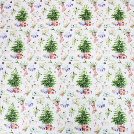 Pound A Metre Full Metre Festive Quilting Cotton 44" Wide Under The Tree