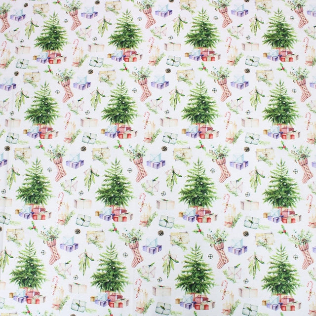 Pound A Metre Full Metre Festive Quilting Cotton 44" Wide Under The Tree