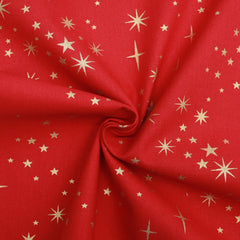 Gold Foil Premium 100% Quilting Cotton "A Christmas Star" - 3 Colours - Pound A Metre