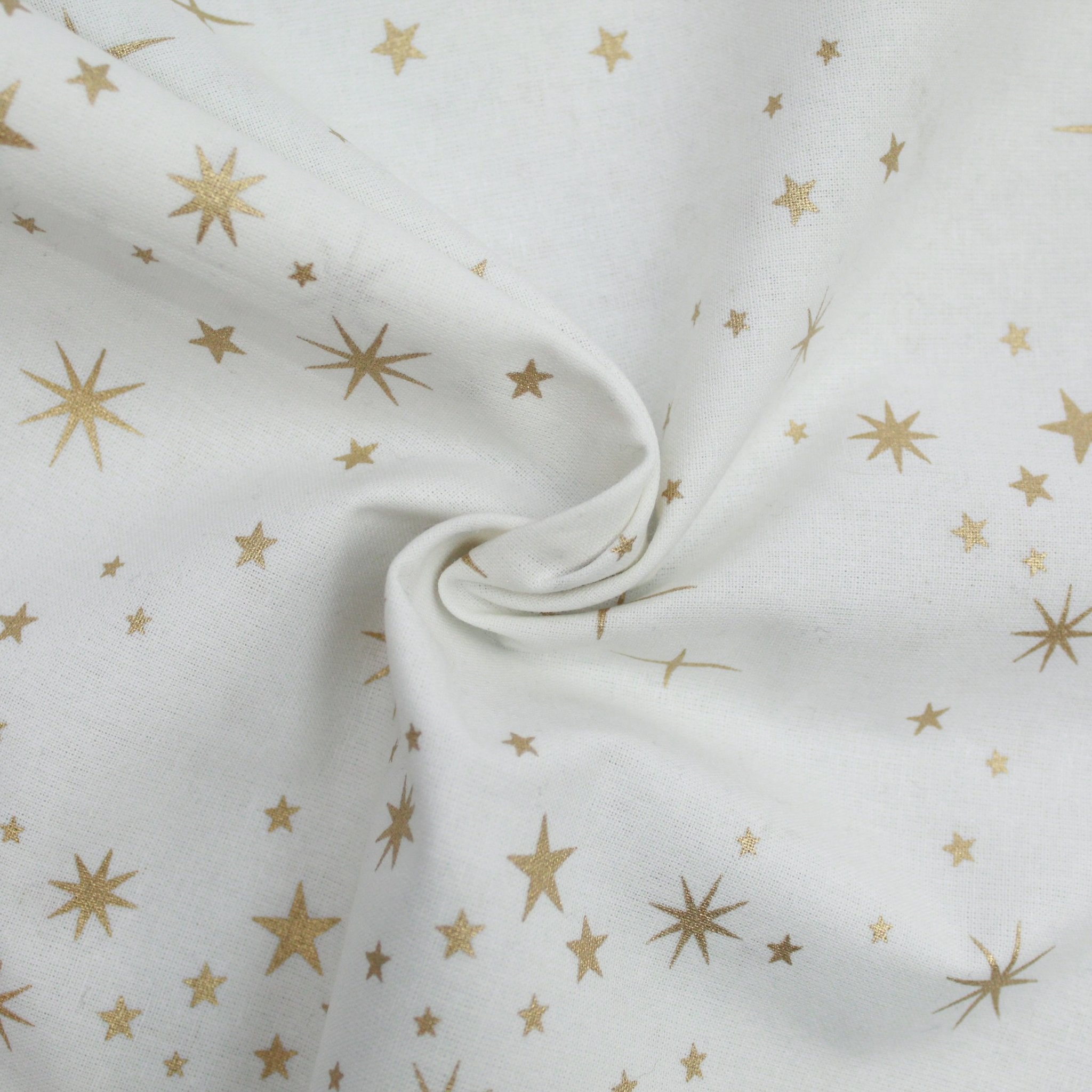 Gold Foil Premium 100% Quilting Cotton "A Christmas Star" - 3 Colours - Pound A Metre