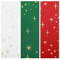 Gold Foil Premium 100% Quilting Cotton "A Christmas Star" - 3 Colours - Pound A Metre