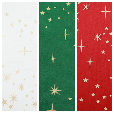 Pound A Metre Gold Foil Premium 100% Quilting Cotton "A Christmas Star" - 3 Colours