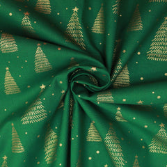 Gold Foil Premium 100% Quilting Cotton "Christmas Tree" - 3 Colours - Pound A Metre