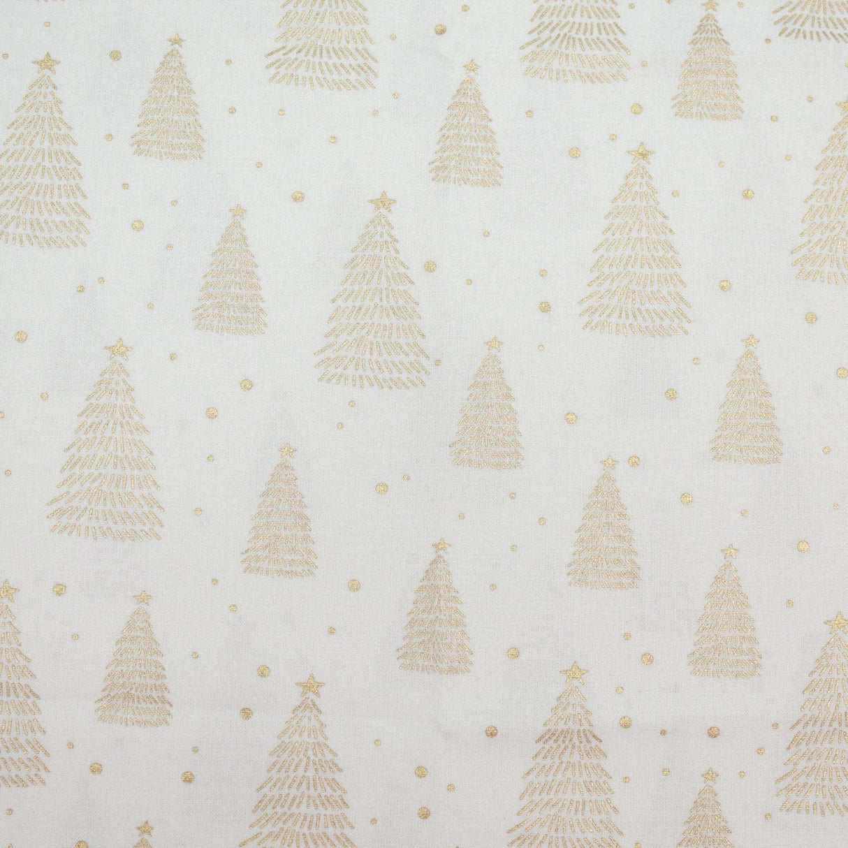 Pound A Metre White Gold Foil Premium 100% Quilting Cotton "Christmas Tree" - 3 Colours