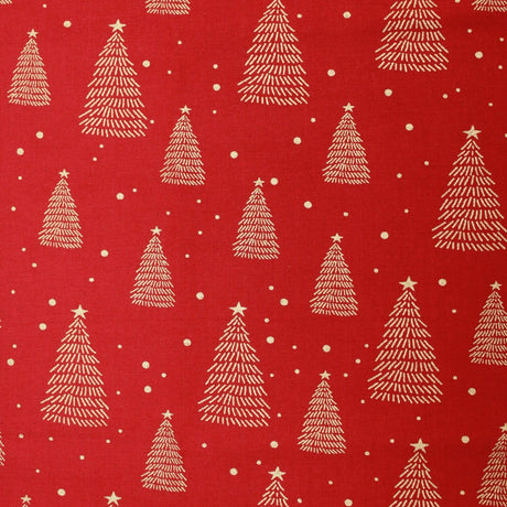 Pound A Metre Gold Foil Premium 100% Quilting Cotton "Christmas Tree" - 3 Colours
