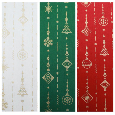 Gold Foil Premium 100% Quilting Cotton "Decoration" - 3 Colours - Pound A Metre