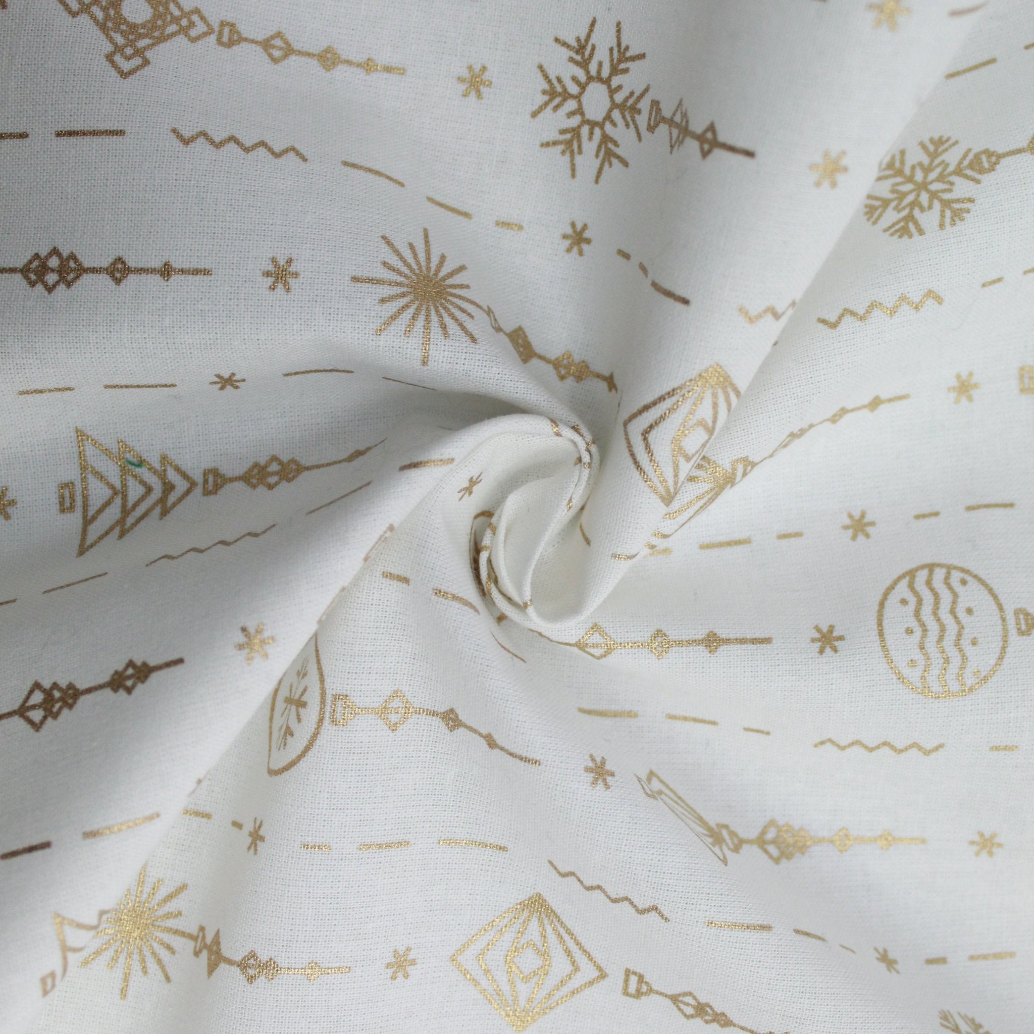 Gold Foil Premium 100% Quilting Cotton "Decoration" - 3 Colours - Pound A Metre