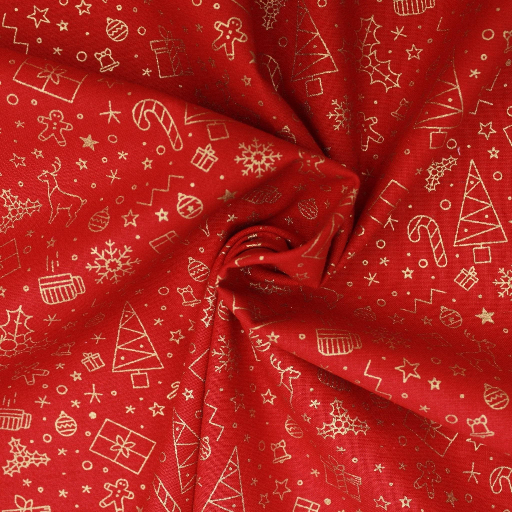 Gold Foil Premium 100% Quilting Cotton "Festive" - 3 Colours - Pound A Metre